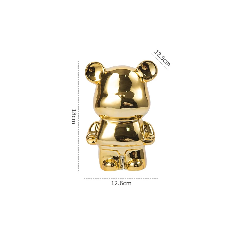 Bear Ceramic Plating Save Money Bank Nordic Home Decoration Cute Bear Sculpture Light Luxury Desktop Figurines Living Room Decor 6
