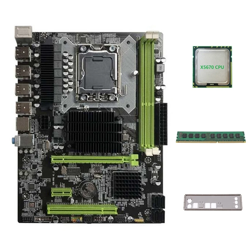

Материнская плата X58 LGA1366, материнская плата с поддержкой процессора XEON X5650 X5670, с процессором X5670 + DDR3 4 Гб 1066 МГц ОЗУ