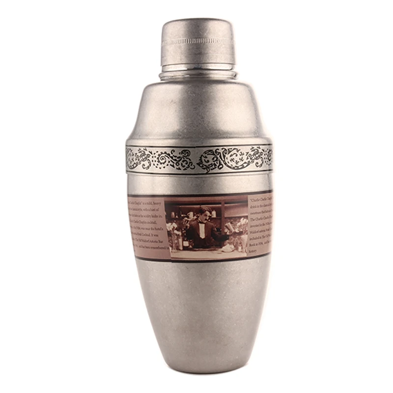 Cocktail Shaker Nostalgic Chaplin Shaker Engraving Stainless Steel Cocktail Boston Bar Shaker Bar Tools