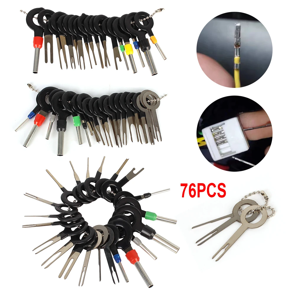 

76 Pcs Wire Plug Puller For Wiring Crimp Connector Auto Repair Tools Release Pin Extractor Car Terminal Removal Tool
