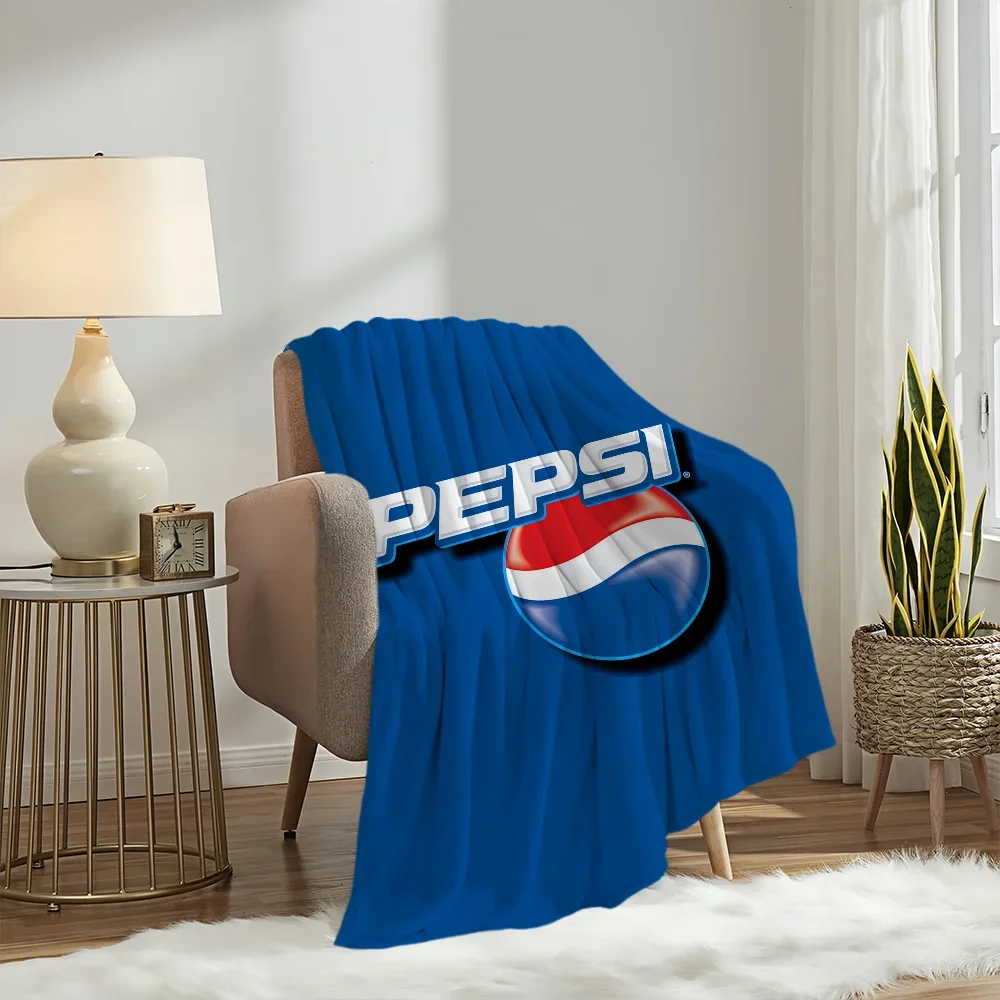 Fashion Art P-pepsi C-cola Logo Blanket Plush Nap Sofa rug for Living Room Warm Office Bedroom Birthday Home Travel Kid Gifts 4