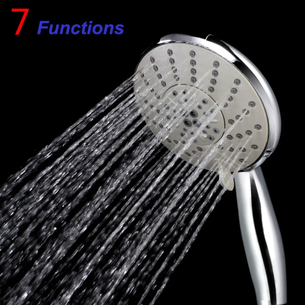 

7 Functions ABS Handheld Shower Head Adjustable Jetting Rainfall Shower Head Multifunction Bathroom Water Saving Shower Tools