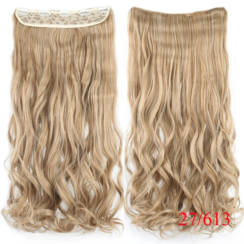 Extensions à clips synthétiques blondes longues et ondulées_voghion.com