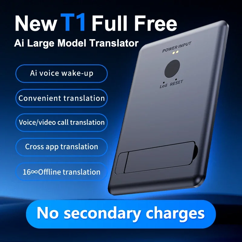 AI T1翻訳機、マグネット式スマホホルダー付き、超薄型リアルタイム 