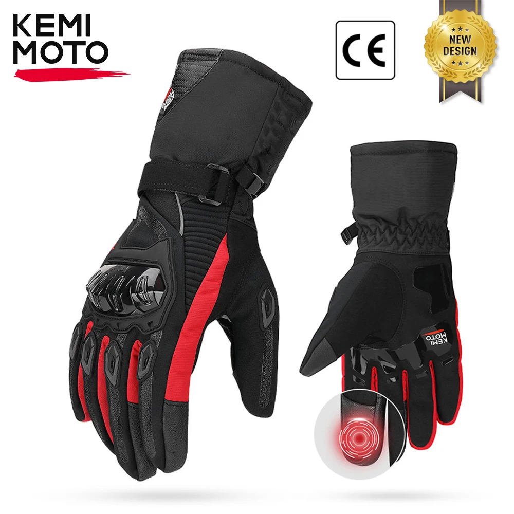 Winter Warm Motorcycle Gloves Waterproof Gloves Carbon Fiber Windproof  Leather Guantes Moto Invierno Reflective Touch Operation