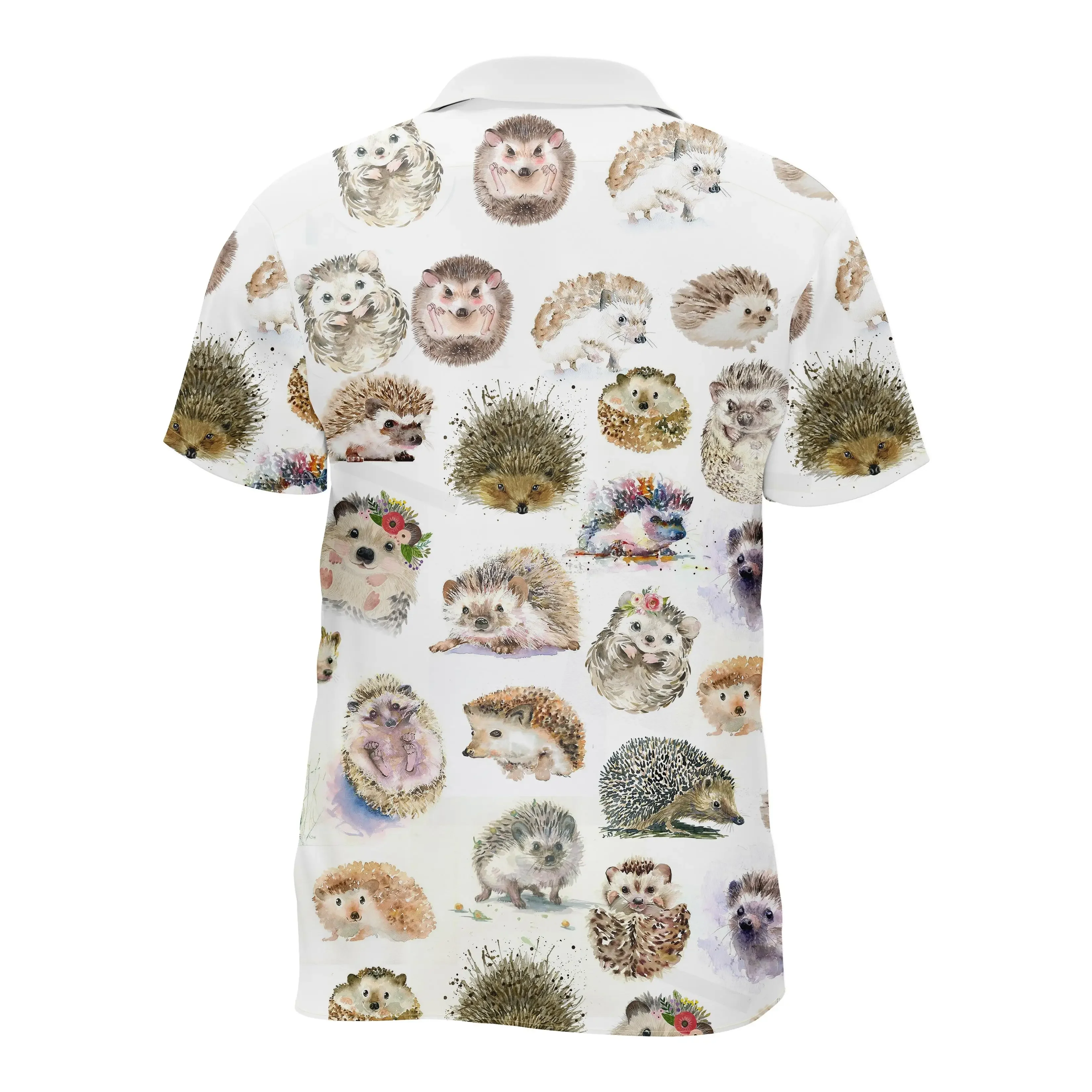 Jumeast Cute Hedgehog Pattern Short Sleeve Hawaiian Shirt Animal Graphics Polyester Aloha Shirts Tropical Casual Man Clothing 3