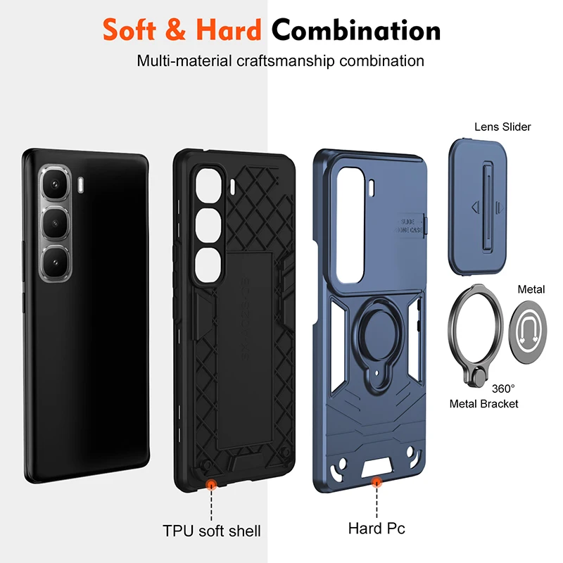 Shockproof Defender Phone Case with Magnetic Wireless Charging and Hard PC Back Cover