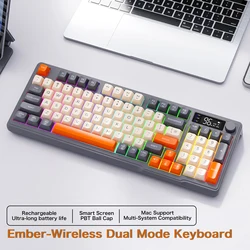 Wireless Bluetooth Gaming Keyboard with Electronic Display and Multi-Device Connectivity (Ember)