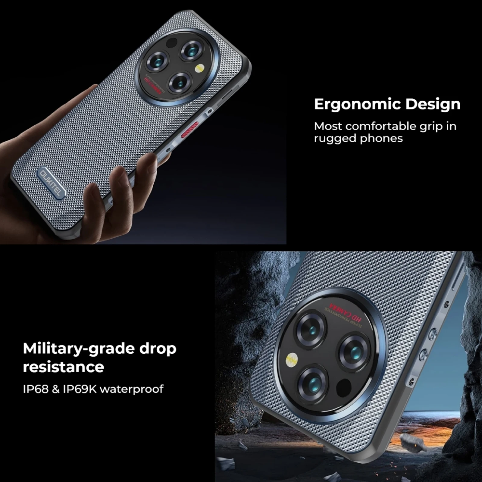 Oukitel WP35 Rugged Phone 24GB+256GB 6.6" 2.4K Display 11000mAh Mobile Phone Android 14 64MP Rear Camera NFC 5G Smartphone