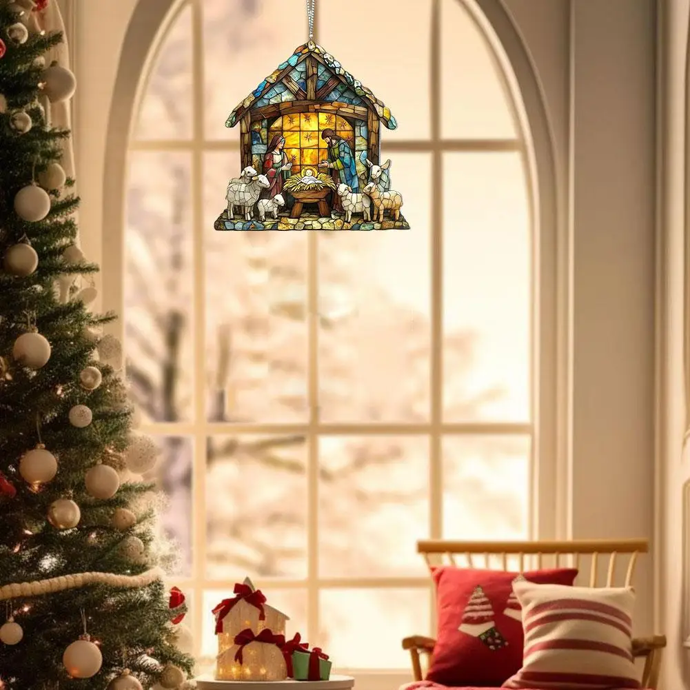 Jesus Suncatcher Handcrafted for Window Garden Porch Wall Decor Vibrant Stained Glass Hanging with Acrylic Sign Christmas Gift