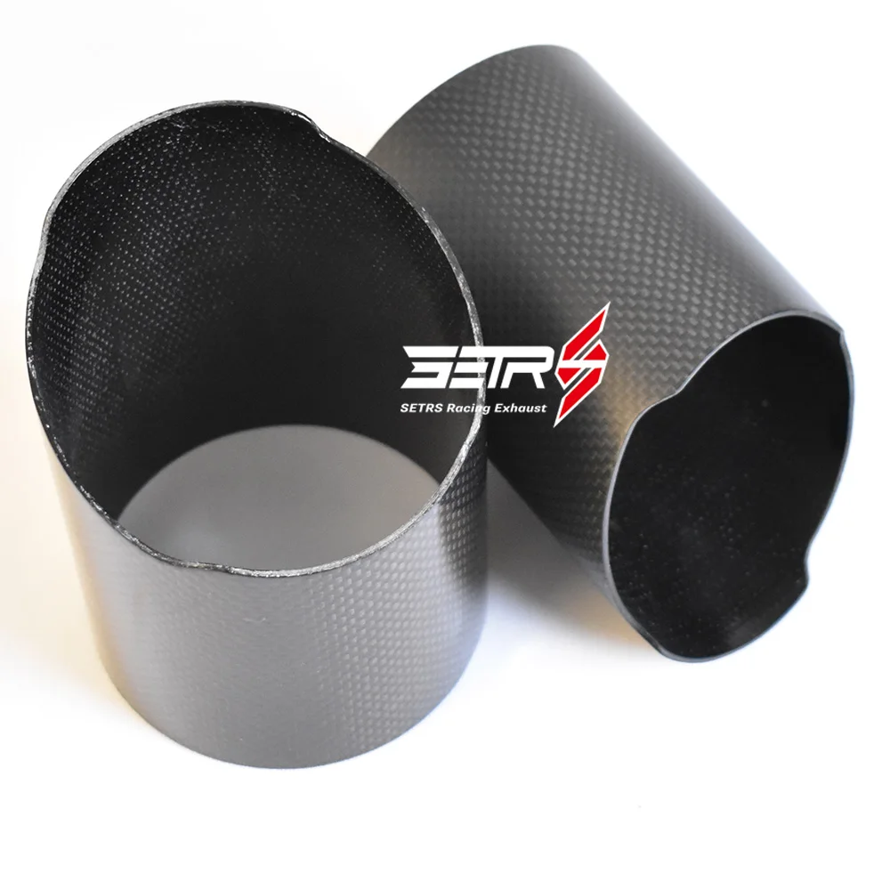 1PC Car Universal Straight Flange Carbon Fiber Exhaust Tip Cover Exhaust Muffler Pipe Tip case carbon fiber housing