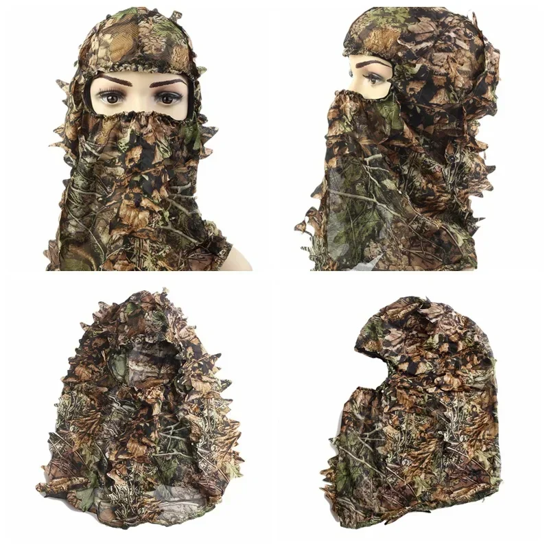 3D Leaf mask Cap Integrated camouflage Headgear Mask Ghillie Face Mask Hood Ghillie Camouflage Full Cover Headwear Hunting parts