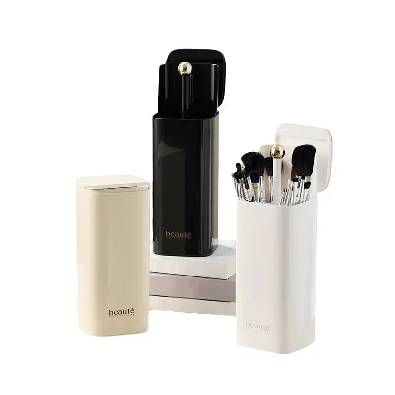 Automatic Dustproof Lifting Makeup Brushes Holder Makeup Brush Holder Desktop Makeup Tools Lipstick Eyebrow Pen Holder Container