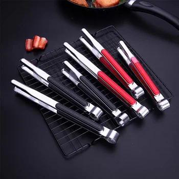 스테인레스 스틸 식품 클립, 실리콘 미끄럼 방지 손잡이, 바베큐 집게, 스테이크 빵 베이킹 도구, 휴대용 샐러드 주방 요리 도구