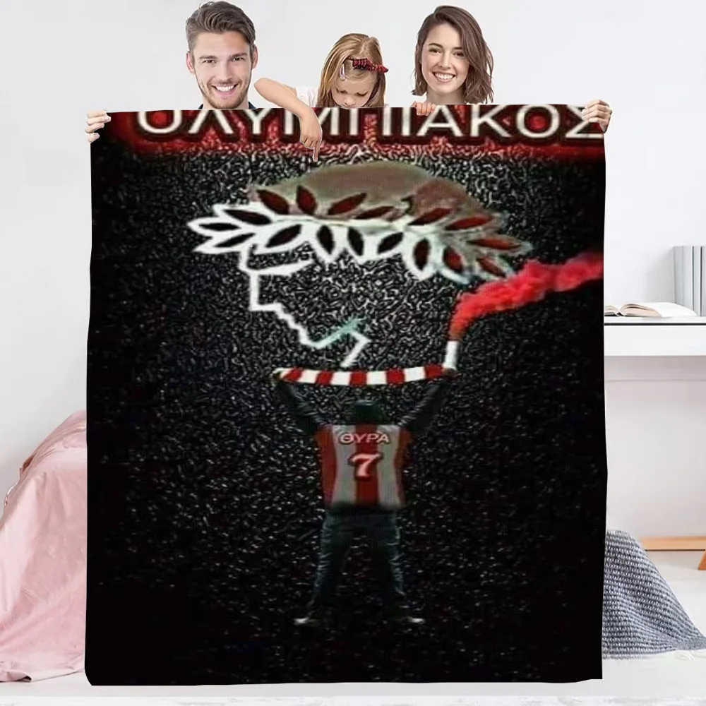 Olympiacos Club Logo Luxury Throw Blanket for Sofa Decoration Plaid Blankets and Throws Knee Blanket King Size Home Interior 2