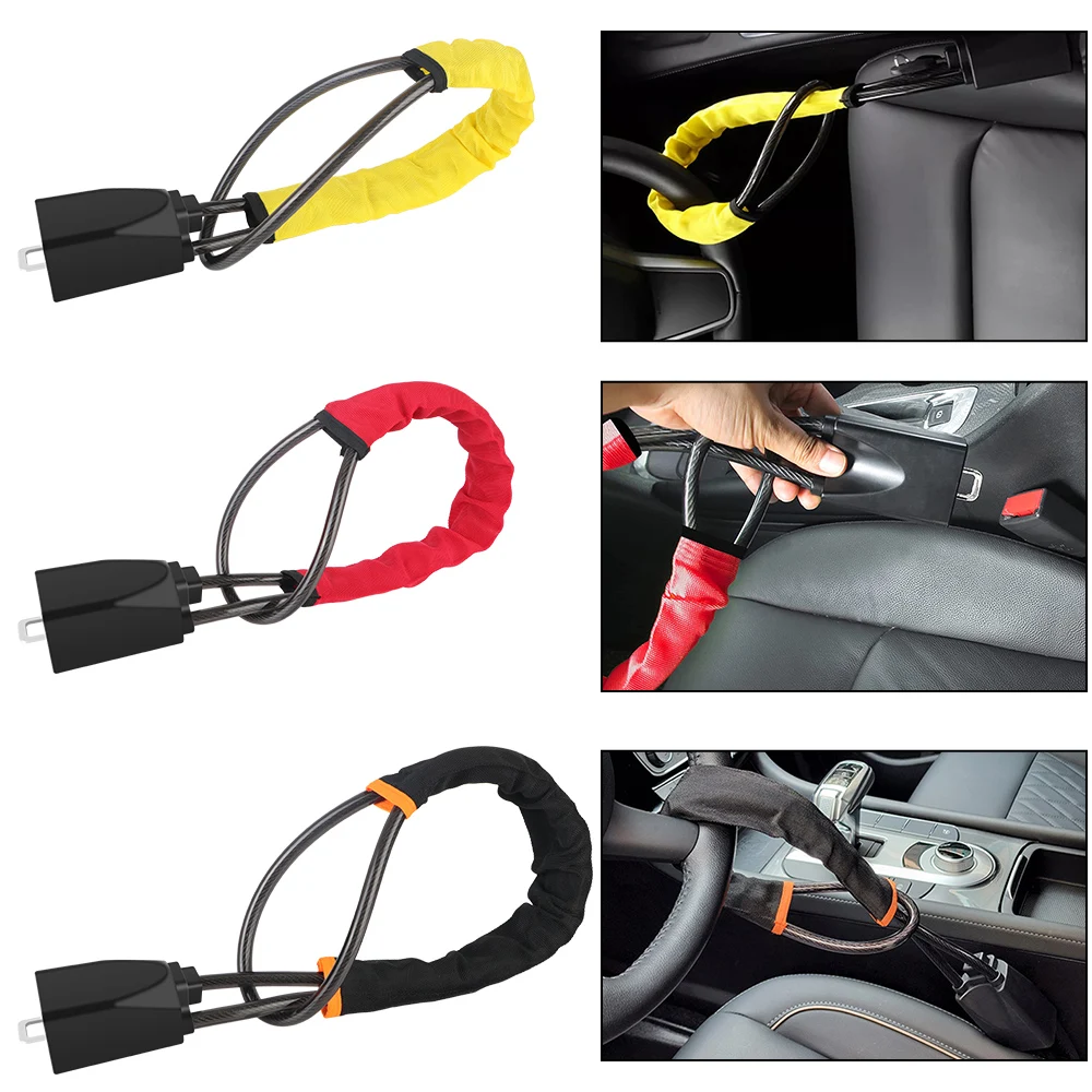 

Seat Belt Lock Universal Car Accessories For Truck SUV Van RV with 3 Keys Anti Theft Car Device Car Steering Wheel Lock