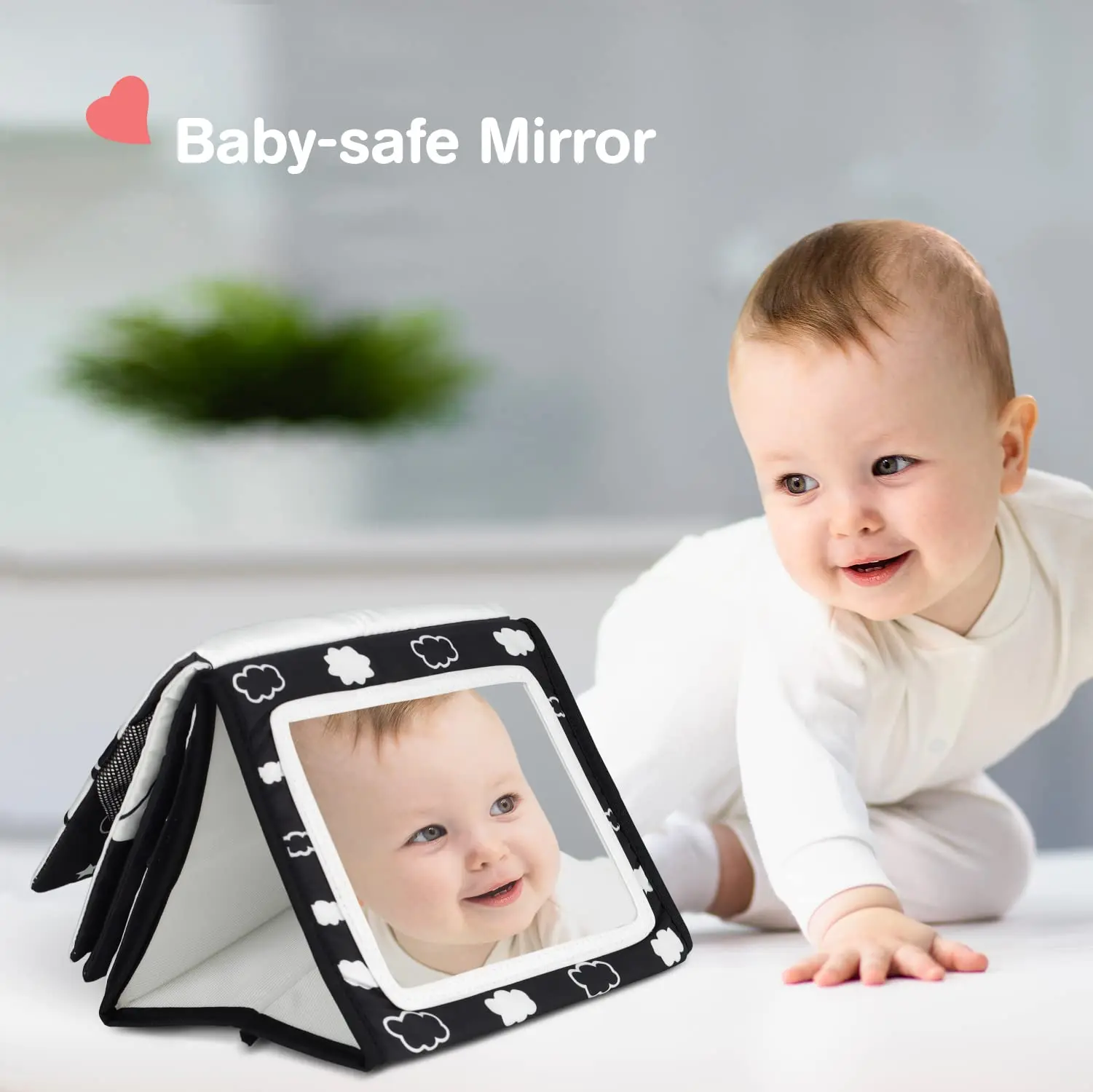 Tummy Time Mirror for Babies Black and White Toys Infants High