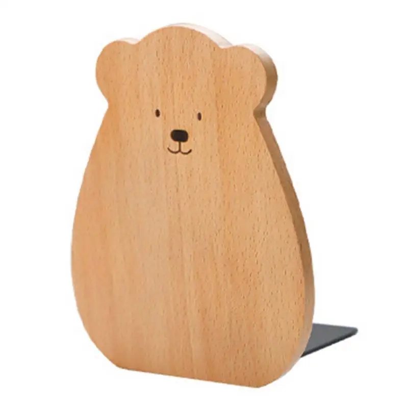 

1 Pc Black Walnut Beech Wood Bear Bookends Wooden Book Stand Holder Desktop Organizer Office Home Book Ends Book Rack Shelf