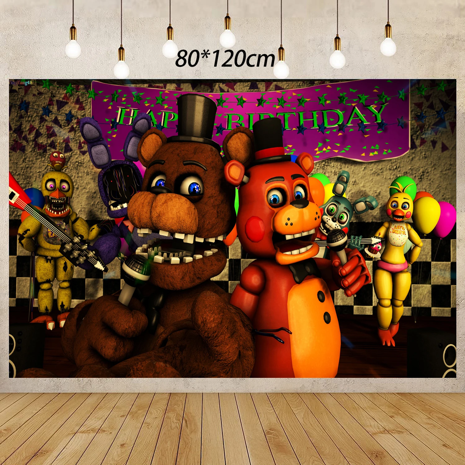 Fnaf Party Supplies Five Nights At Freddy Birthday Party Decoration Anime  Banner Poster Cake Topper Pendant Ornaments Ballon Set - AliExpress