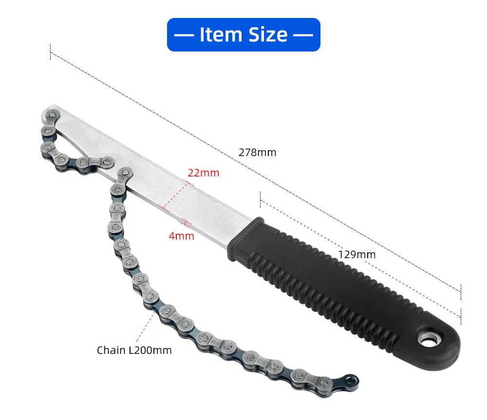 Description Picture 4 of itemBicycle Chain Whip Tool Lockring Removal Wrench For Shimano Sram Cassette Freewheel Assembly Disassembly Wrench Sprocket Remover