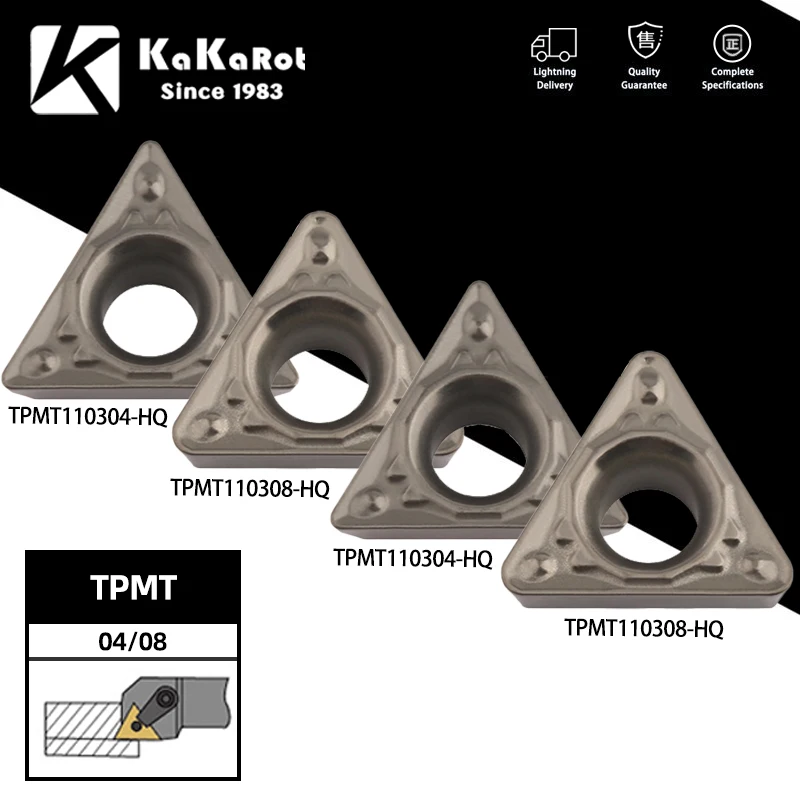 

KaKarot 10pcs Carbide Insert TPMT110304 TPMT110308 HQ Below HRC35 Steel Turning Tool Holder Boring Bar CNC Cutter Cermet