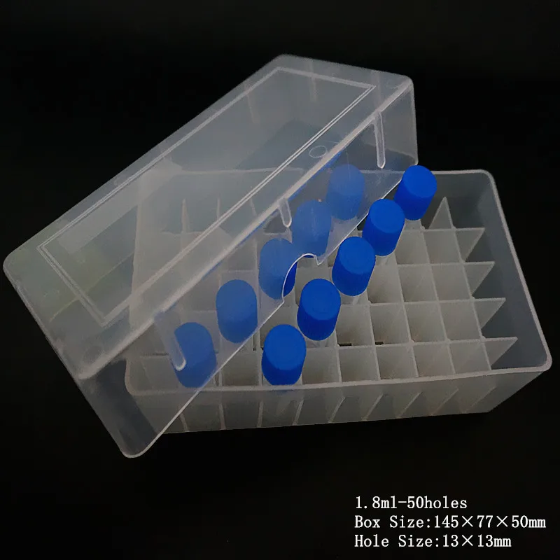 2Pcs/Lot 1.5ml 1.8ml 2ml 50/80/100 Cells Plastic Chromatographic Sample Bottle Storage Box PP Cryogenic Storage Boxe