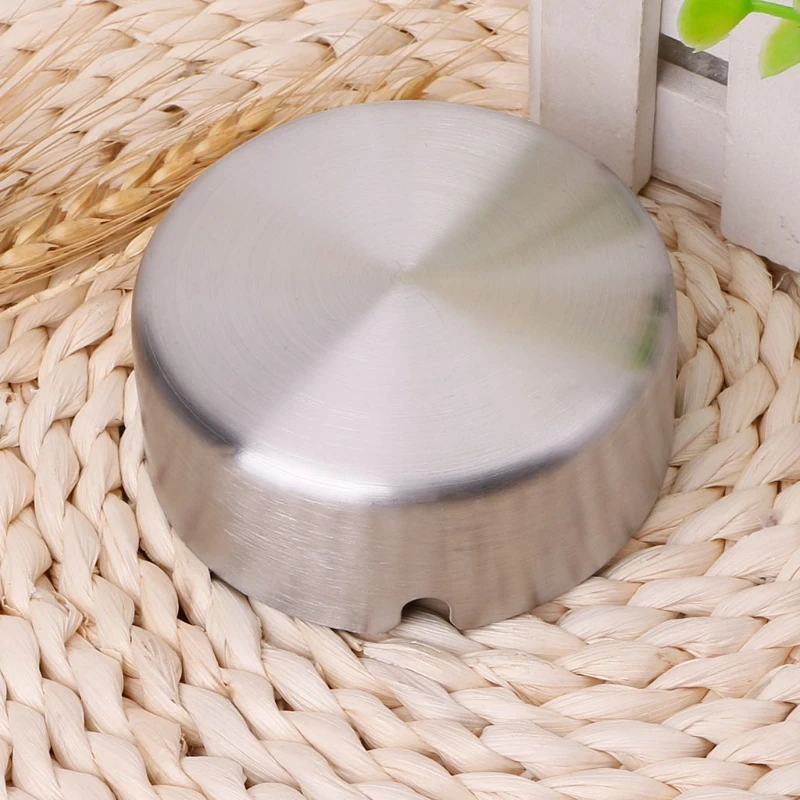 Round Stainless Steel Ashtray Tabletop Cigarette Tray Portable