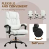 Massage Office Chair with 6 Vibrating Points, High Back Reclining Office Chair with Footrest and Remote, White 5