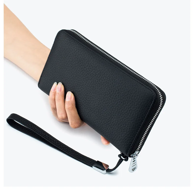Portafoglio donna in vera pelle rfid con zip di lusso_voghion.com