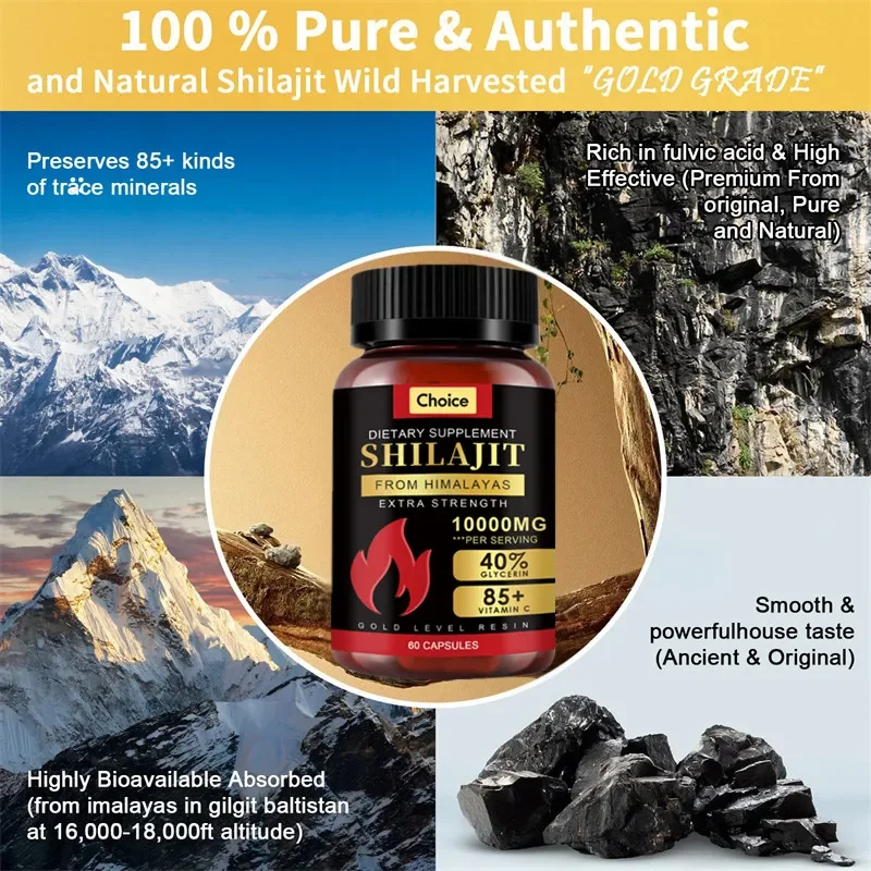 Original Shilajit Capsules 10000mg High Purity Mineral Supplement Pure Shilajit with 85+ Trace Minerals Enhance Men Performance 9 Sd52d42d65bf845f0a8b3dae15c12a9463