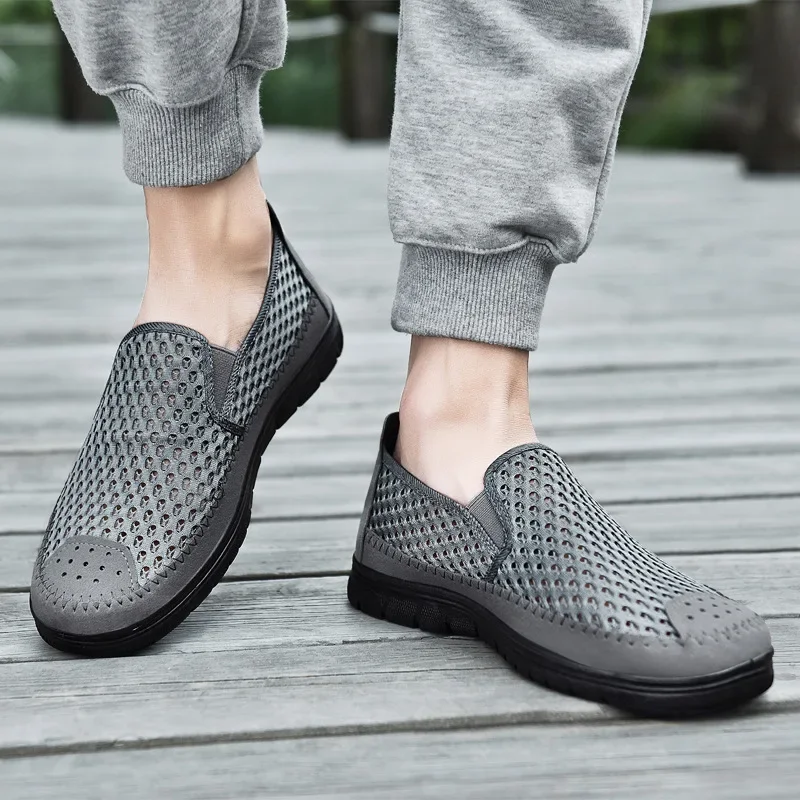 Mesh Men's Casual Shoes Breathable Mesh Loafers Soft Bottom Middle and Old Mesh Men Sneakers Shoesbnm6 3