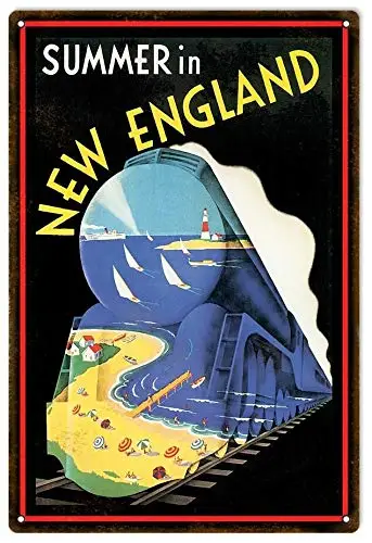 

Summer in New England Railroad Metal Tin Signs 8x12 Inch Wall Decor Kitchen