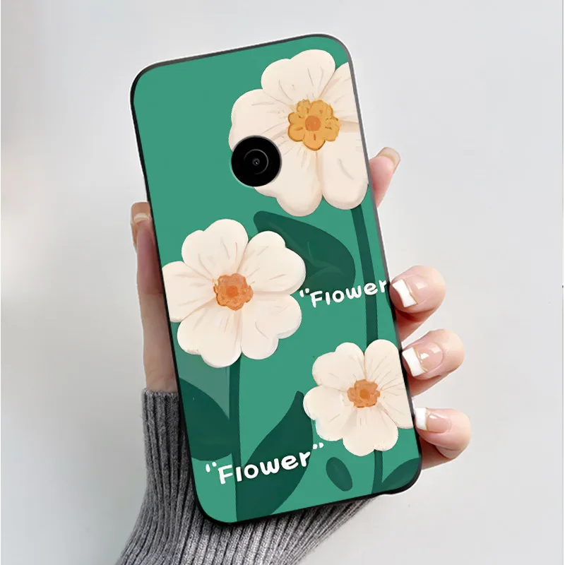 Cute Flower Cartoon Soft Silicone Phone Case – Black Printed Shell Cover