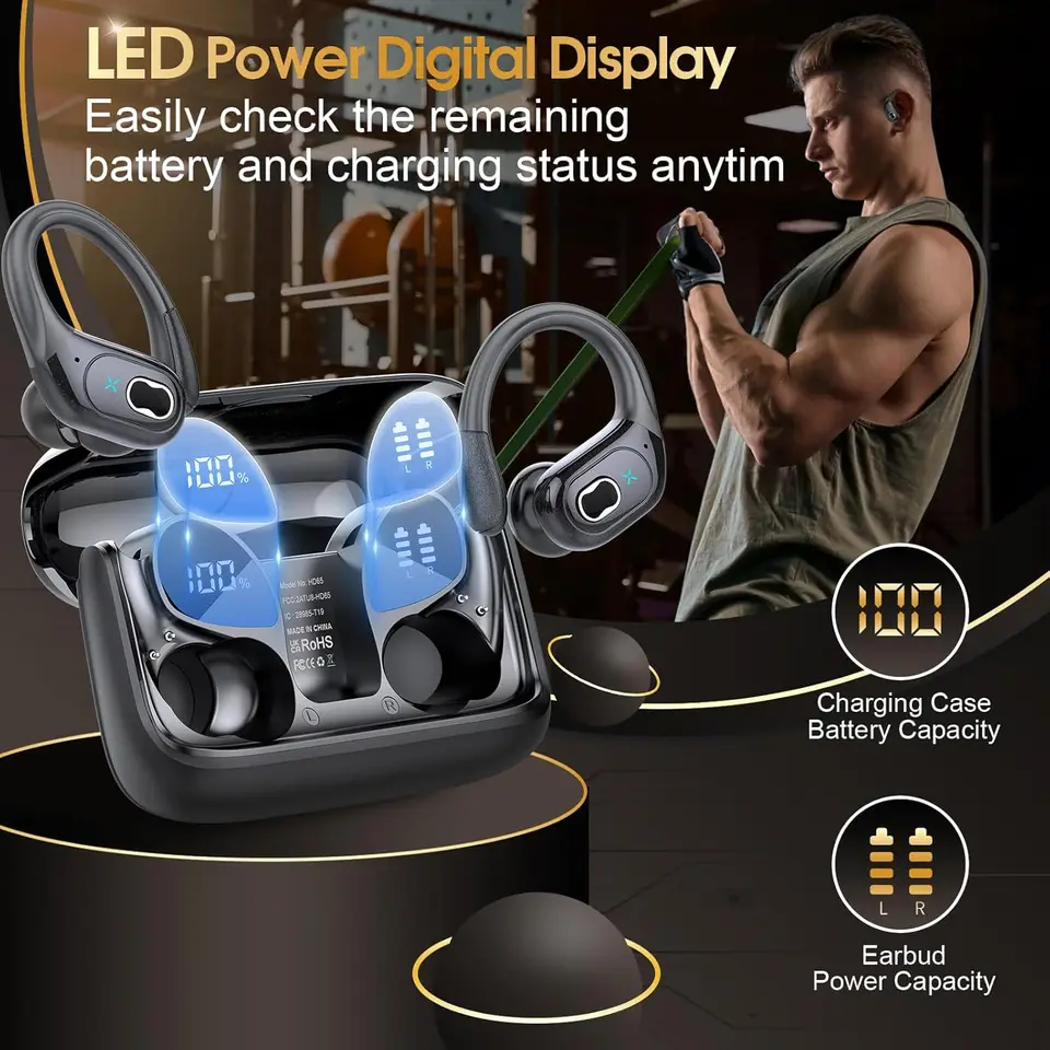 Wireless Earbuds, Bluetooth 5.4 Headphones Sport, 75H Stereo Ear Buds...