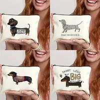 Cartoon Dachshund Cosmetic Bag Women Cartoon Zipper Makeup Bags Portable Travel Bags Organizer Pouch Storage Handbags Kids Purse 1