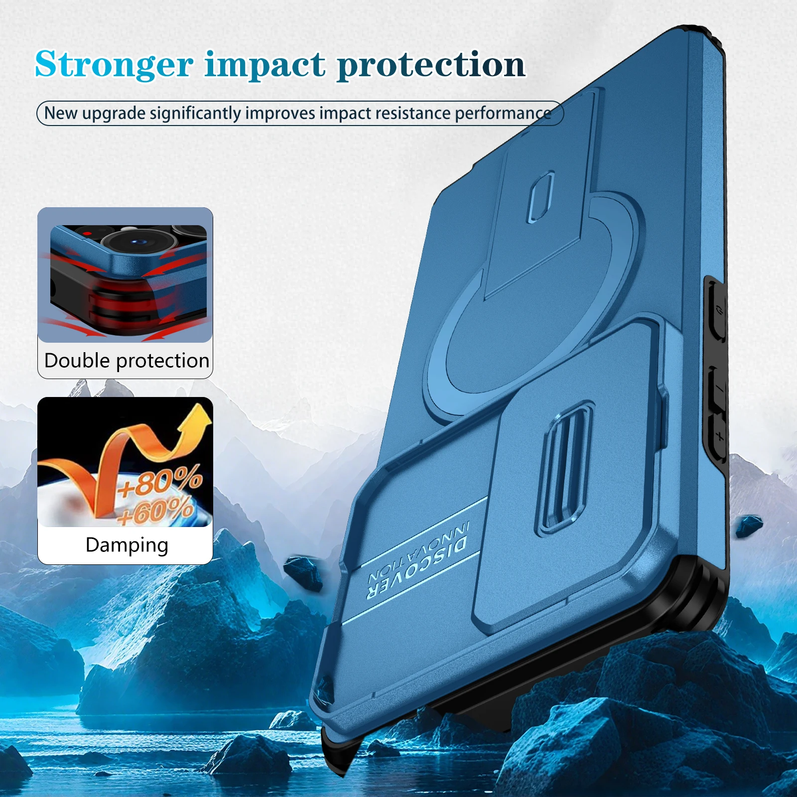 Enhanced Magnetic Wireless Charging Case with Shockproof Armor and Integrated Bracket