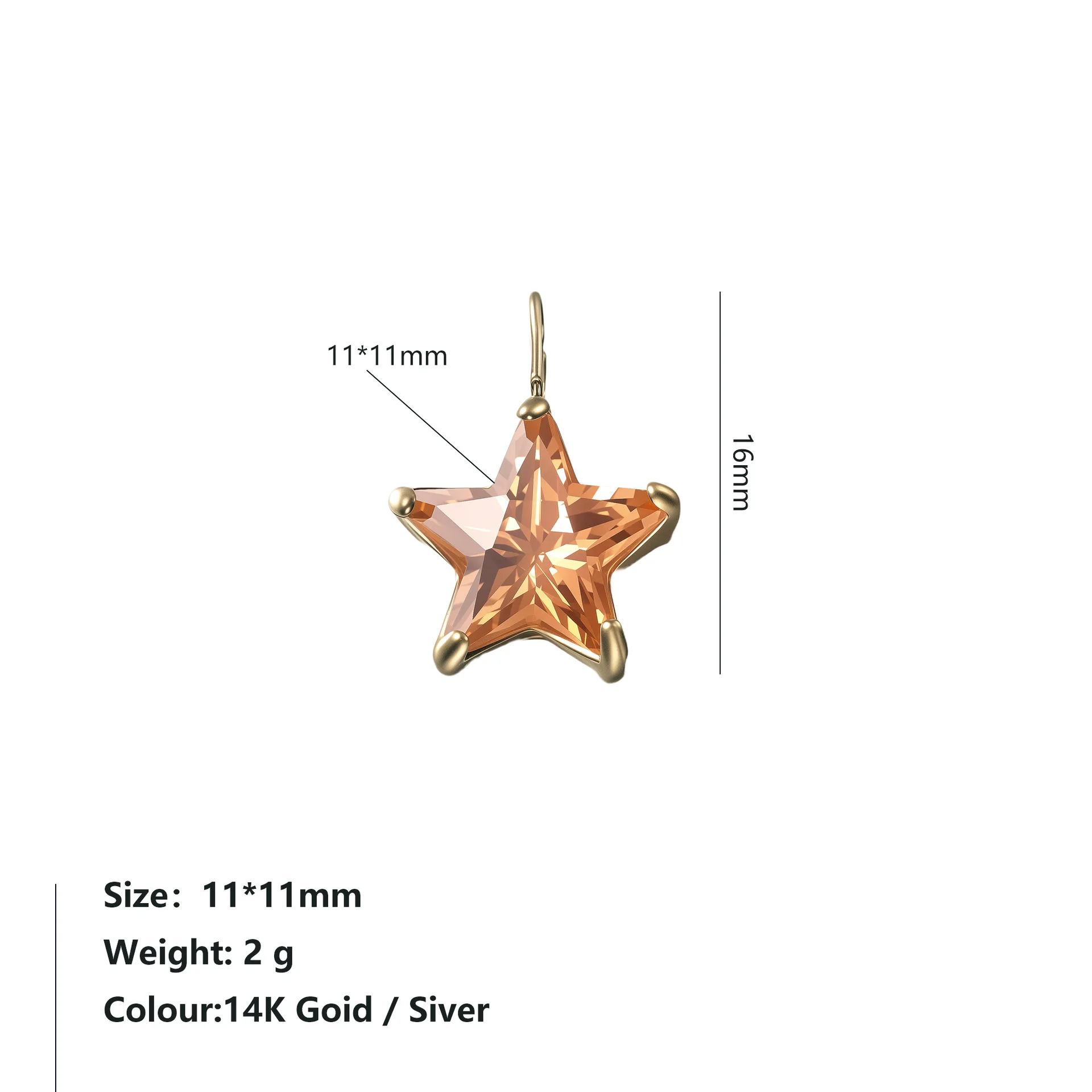 ZHENL Niedlicher Stern-Anhänger, Glänzender Zirkonia-Charm, Geburtsstein-Anhänger aus Edelstahl für Halskette, Armband, Schmuck, DIY-Anhänger – Detail 7
