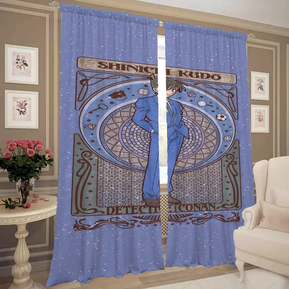 Window Kitchen Curtains for Living Room 2 Pieces Blackout Curtains Door Curtain D-detective C-conan Partition Bedroom Decoration 2