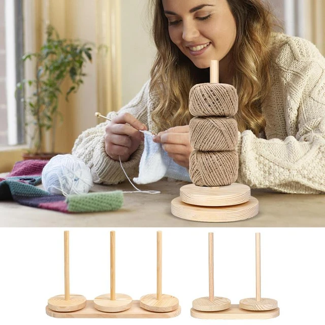 Yarn Holder Wool Dispenser Wood Cord Organizer With Metal Twirling  Mechanism Stand Ball Sewing Tool For Knitting Embroidery - AliExpress