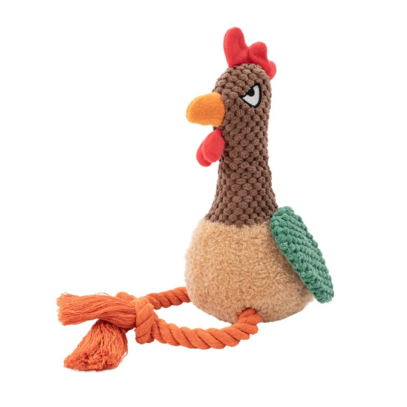 Resistant Puppy Molar Cleaning Teeth Cotton Rope Plush Rooster Dog Bite Rope Dog Toys Safe Durable Braided Bite Dog Chew Toys 5