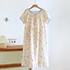 Women's Short Sleeved Pajama Dress Thin Cotton Printed Homewear Summer Night Dress Women Sleepwear Clothes