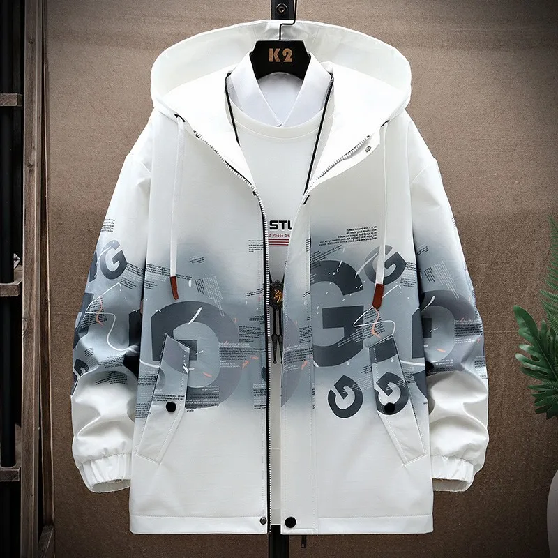 

2023 Thin Letter Printing Coat Zipper Closure Side Pockets Daily Wear Summer Ultra Thin Coat Casual Jacket for Daily Life