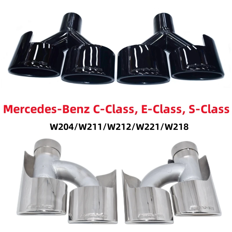 Exhaust Pipe Tip Suitable For Mercedes-Benz C-class E-class S-class W204W211W212W221 Exhaust Pipe Modification AMG Quad Tailpipe Black Exhaus