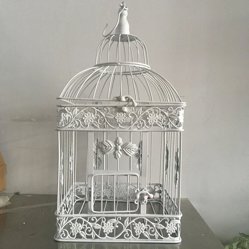 유럽 스타일 장식 새장, 창문 장식, 흰색 사진 소품, 호텔 웨딩 케이지, 19*19*35cm