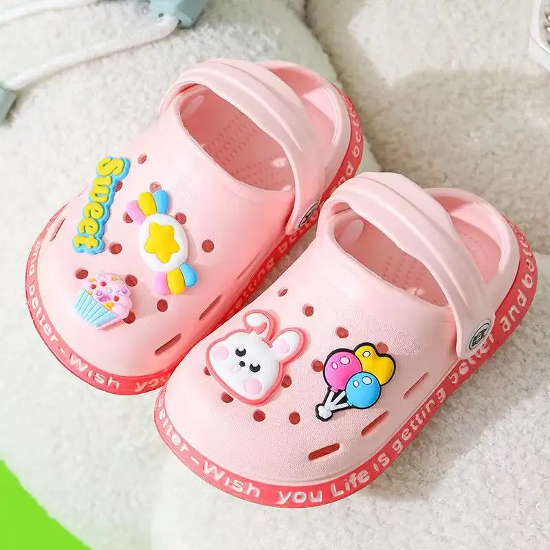 Children Sandals Summer Kids Sandals Hole Soft Anti-Skid Cartoon DIY Design For Boys Girls