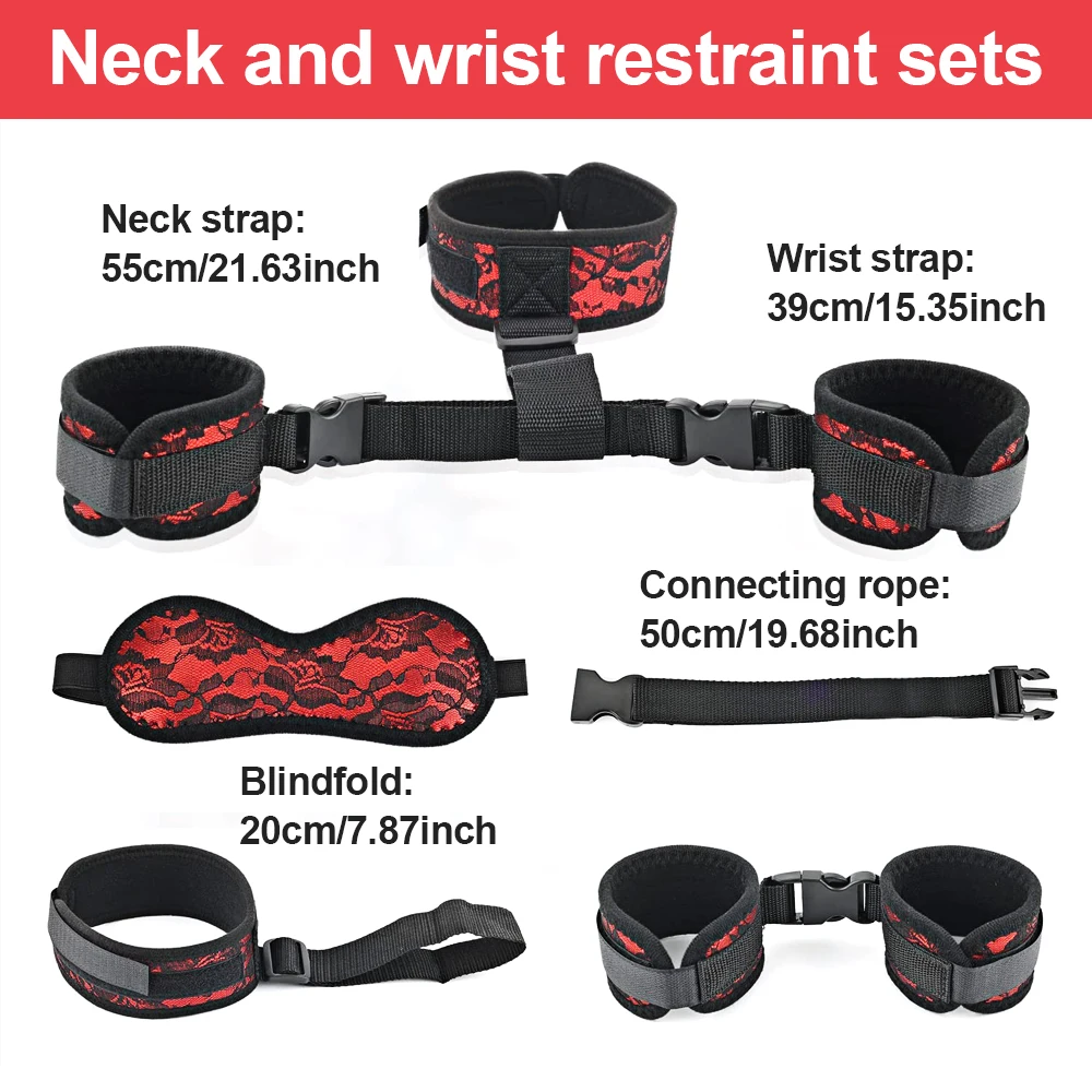 Sexy Leather Bondage Kits Adults Sex Toy Set for Women Men Handcuffs Ankle Cuffs Fetish Slave Collars Adult Bed Games