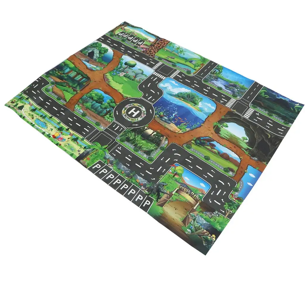 

Fun Dinosaur World Traffic Play Mats Carpet Rug Car Playing Toys Infant Crawling