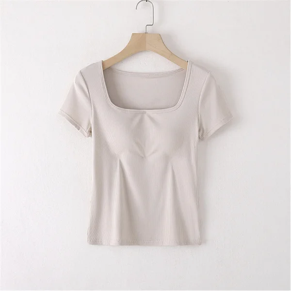 Frau Schlaf hemd neue quadratische Hals Nachtwäsche Tops lässig modale Kurzarm Nachtwäsche T-Shirt Brust polster einteilige Pyjamas – Detail 8