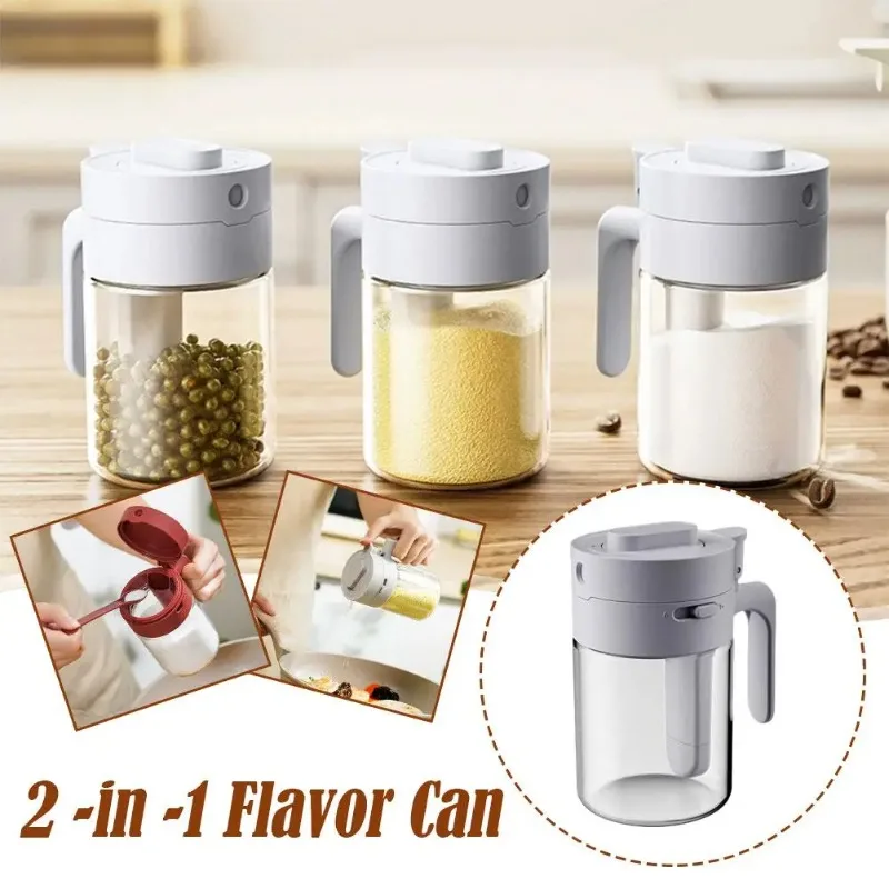 Seasoning Jar 2 in 1 Spoon separated seasoning box kitchen household seasoning jar salt jar storage box Spoon Condiment