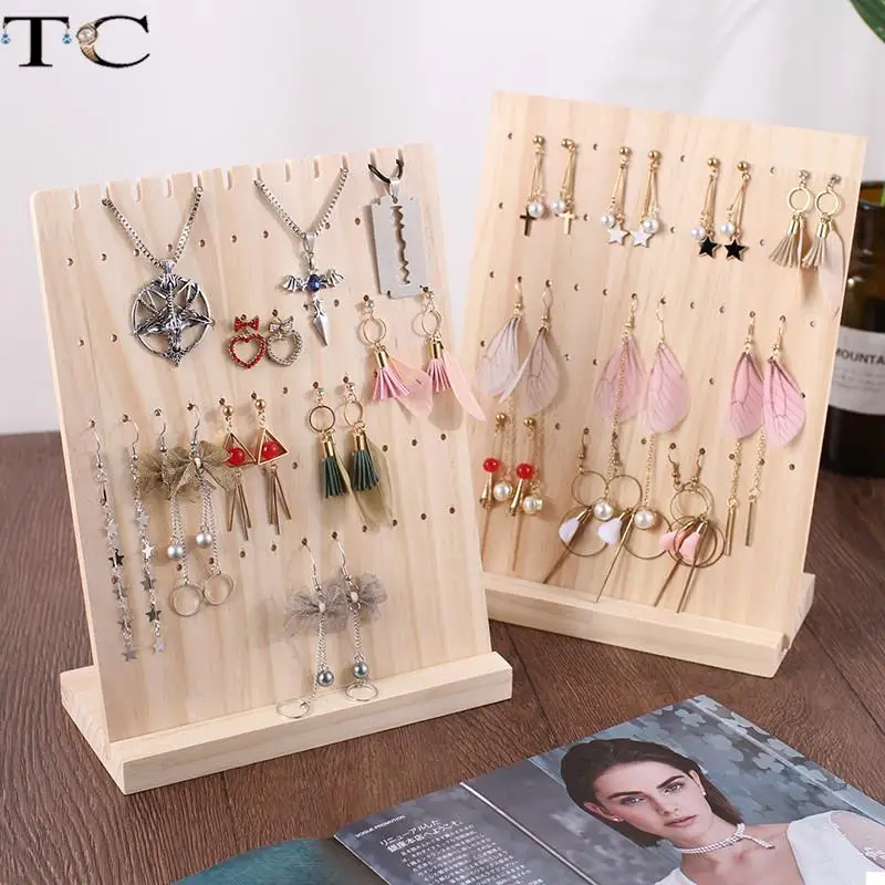 Solid Wood Earrings Display Board Jewelry Necklace Display Rack Earrings Display Props Rack
